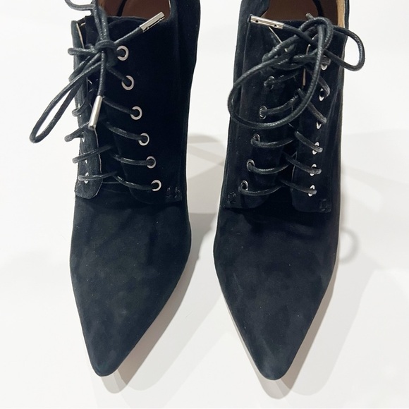 L.A.M.B. Isabella Black Suede Leather Stiletto Booties Size 9 - Picture 3 of 7